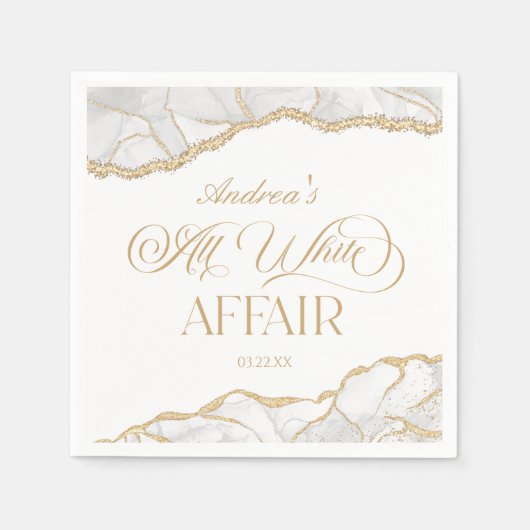 White Gold Agate All White Affair Birthday Party Servet (Voorkant)