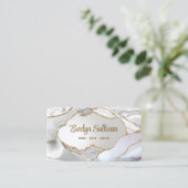 White Gold Agate Faux Folie Visitekaartje (Staand voorkant)