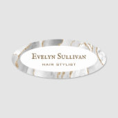 White Gold Agate Name Tag (Voorkant)
