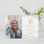 White Gold Agate Picture 18th Birthday Party Kaart (Staand voorkant)