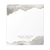 White & Gold Agate Zakelijk Notitieblok (Voorkant)