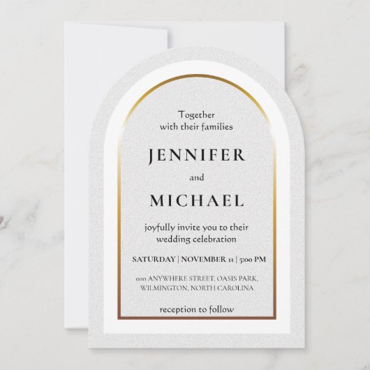 White gold and black wedding kaart (Voorkant)