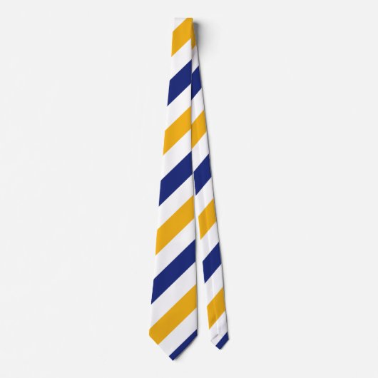 White Gold and Blue Regimental Stripe Stropdas (Voorkant)