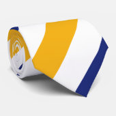 White Gold and Blue Regimental Stripe Stropdas (Opgerold)