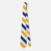 White Gold and Blue University Stripe Stropdas (Voorkant)