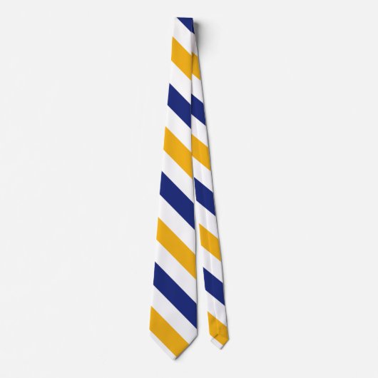 White Gold and Blue University Stripe Stropdas (Voorkant)