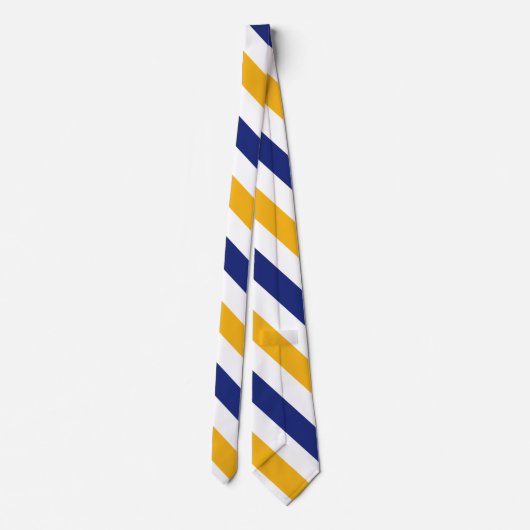 White Gold and Blue University Stripe Stropdas (Achterkant)