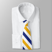 White Gold and Blue University Stripe Stropdas (Gebonden)