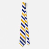 White Gold and Blue University Stripe Stropdas (Voorkant)