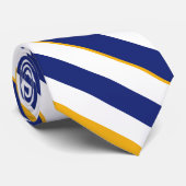 White Gold and Blue University Stripe Stropdas (Opgerold)