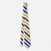 White Gold and Blue University Stripe Stropdas (Achterkant)
