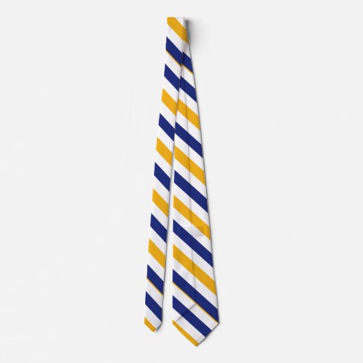White Gold and Blue University Stripe Stropdas (Achterkant)