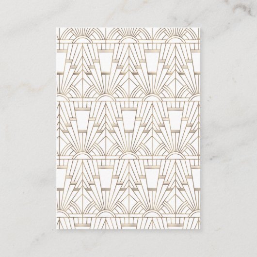 White Gold Art Deco Gatsby 1920s Wedding Details Informatiekaartje (Achterkant)