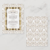 White Gold Art Deco Gatsby 1920s Wedding Details Informatiekaartje (Voorkant / Achterkant)