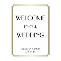 White Gold Art Deco Gatsby Wedding Reception Sign