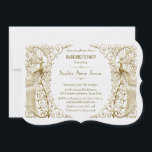 White Gold Art Deco Peacock Bachelorette Party Kaart<br><div class="desc">Een elegant ontwerp met een combinatie van gouden kunstdecopauzes van oude wereldstijl en een gedurfde,  moderne grafische aanpak op een witte getextureerde achtergrond. Het gebruik past hulpmiddel aan om uw info toe te voegen. Ga voor overeenkomende objecten naar het Collectie White Gold Art Deco Peacocks.</div>