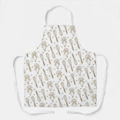 White & Gold Baking Whisk & Piping Bag Pattern Schort (Voorkant)