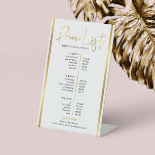 White & Gold Beauty Salon Glam Moderne Price List Reclamebord Met Voetstuk