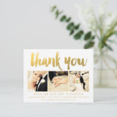 White Gold Bedankt voor je script Typografie Foto Briefkaart (Staand voorkant)