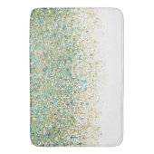 White Gold & Blauwgroen Blue Glitter Modern Coasta Badmat (Voorkant Verticaal)