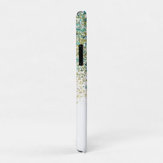White Gold & Blauwgroen Blue Glitter Modern Coasta Case-Mate iPhone Case (Achterkant/rechts)