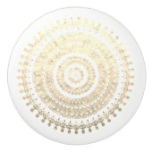 White Gold Boho Tribal Circle Mandala Metallic Eff Keramische Knop (Voorkant)