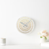 White Gold Boho Tribal Circle Mandala Metallic Eff Ronde Klok (Huis)