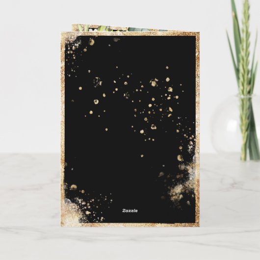 White Gold Botanical Floral Black Rustic Wedding (Achterkant)