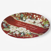 White Gold Botanical Floral Rustic Red Wedding Papieren Bordje (Gekanteld)