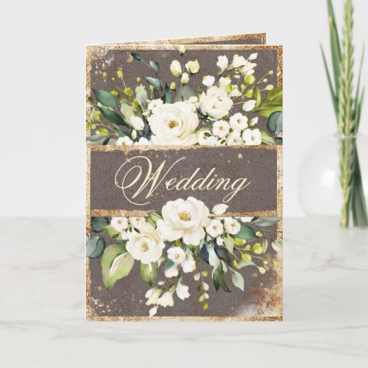 White Gold Botanical Floral Rustic Wedding (Voorkant)