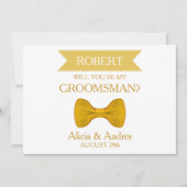 White & Gold Bow, word je mijn Groomsman? Kaart (Voorkant)