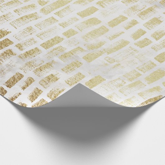 White Gold Brick Wall Pattern Moderne Gift Wrap Cadeaupapier (Hoek)