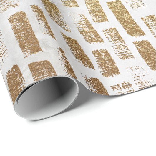 White Gold Brick Wall Pattern Moderne Gift Wrap Cadeaupapier (Rol Hoek)
