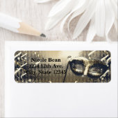 White Gold & Bronze Masquerade Mask Birthday Party Etiket (Insitu)