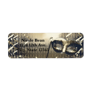 White Gold & Bronze Masquerade Mask Birthday Party Etiket