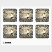 White Gold & Bronze Masquerade Mask Birthday Party Vierkante Sticker (Vel)