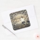 White Gold & Bronze Masquerade Mask Birthday Party Vierkante Sticker (Envelop)