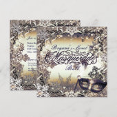 White Gold & Bronze Masquerade Winter Snowflakes Kaart (Voorkant / Achterkant)