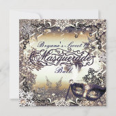 White Gold & Bronze Masquerade Winter Snowflakes Kaart (Voorkant)