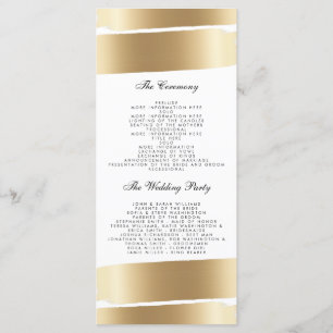 White & Gold Brush Stroke Wedding Programma Programmakaart