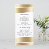 White & Gold Brush Stroke Wedding Programma Programmakaart (Staand voorkant)