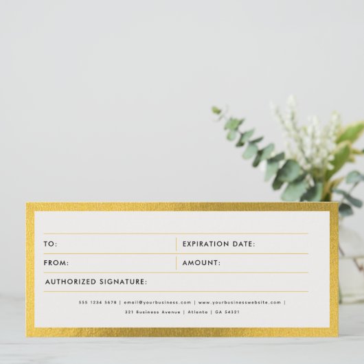 White & Gold Business Cadeaubon (Staand voorkant)