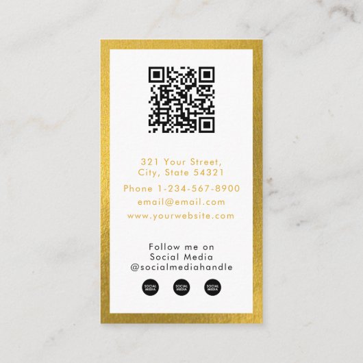 White Gold Business Eenvoudige QR-code Loyaliteit Visitekaartje (Achterkant)