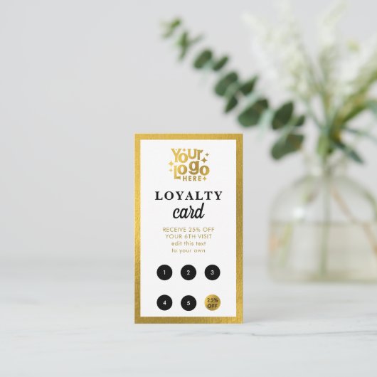 White Gold Business Logo QR Code Loyalty Retro Visitekaartje (Staand voorkant)