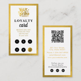 White Gold Business Logo QR Code Loyalty Retro Visitekaartje