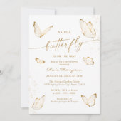 White Gold Butterfly Baby shower Kaart (Voorkant)