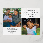 White Gold Calligraphy Photo Afstuderen Folie Uitnodiging (Achterkant)