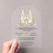 White Gold Catholic Church Wedding Acryl Uitnodigingen (Insitu (Draagbaar))