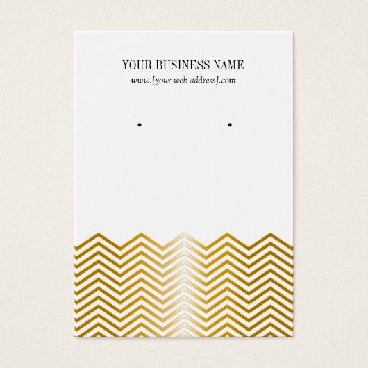 White Gold Chevron Custom Earring Card Visitekaartje (Voorkant)