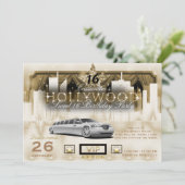 White Gold City Night Lights Limo Hollywood Party Kaart (Staand voorkant)